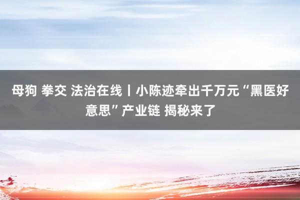 母狗 拳交 法治在线丨小陈迹牵出千万元“黑医好意思”产业链 揭秘来了